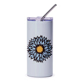Blue Sunflower Tumbler, Floral Tumbler, Flower Design Tumbler, Unique Tumbler, Gift for Her, Stainless Steel Tumbler - Tawshia